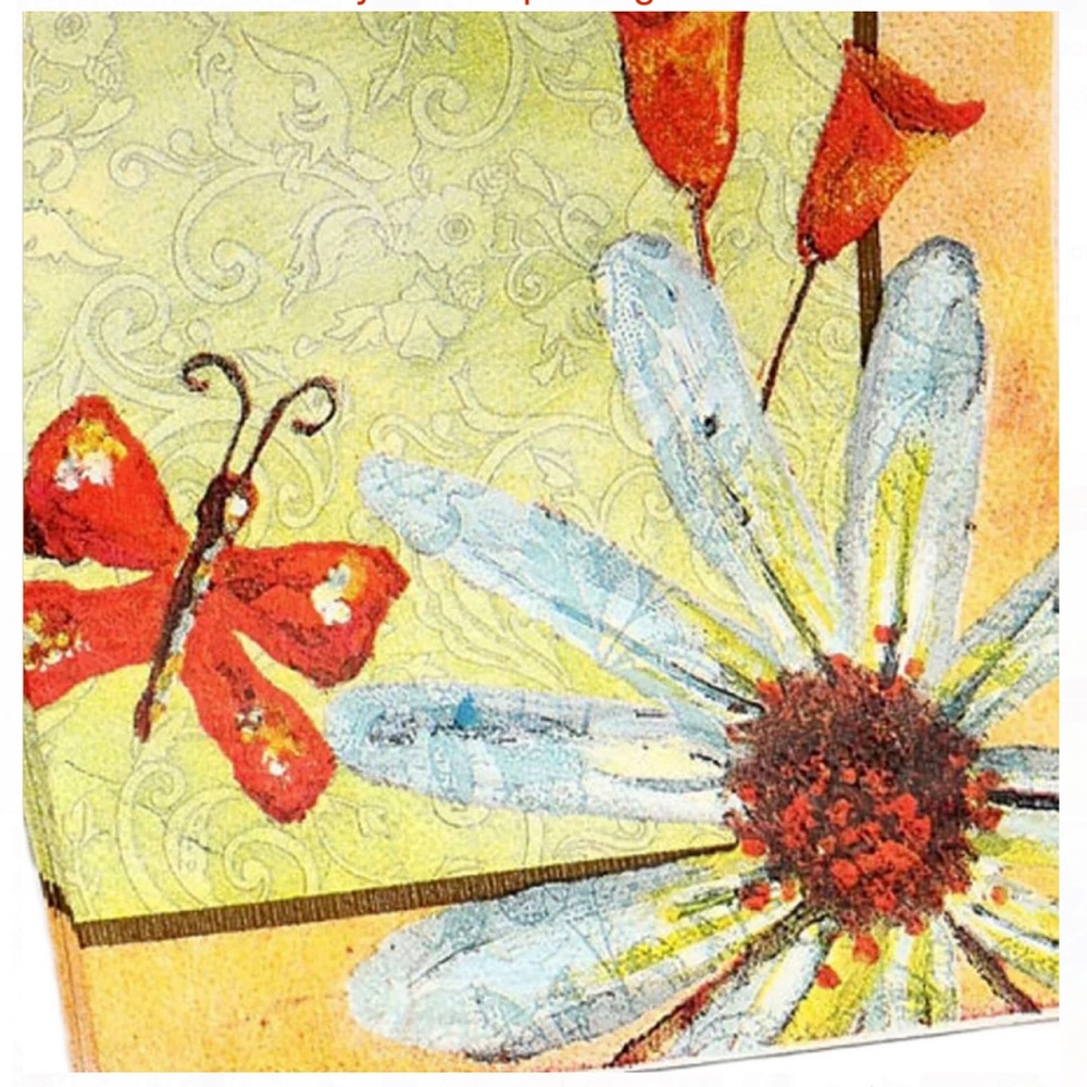 Cypress Home Floral and Butterfly Print Cocktail Beverage Napkins, 20 ct